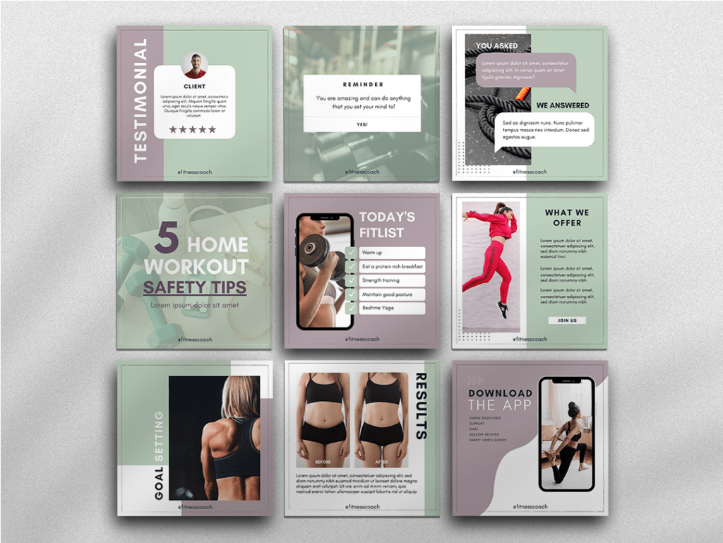 post showing fitness social post designed for canva